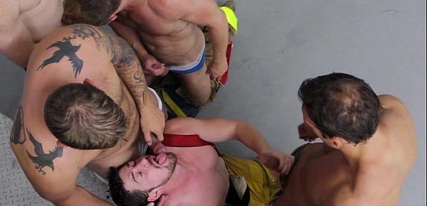  Orgy with muscular fireman Colby Jansen